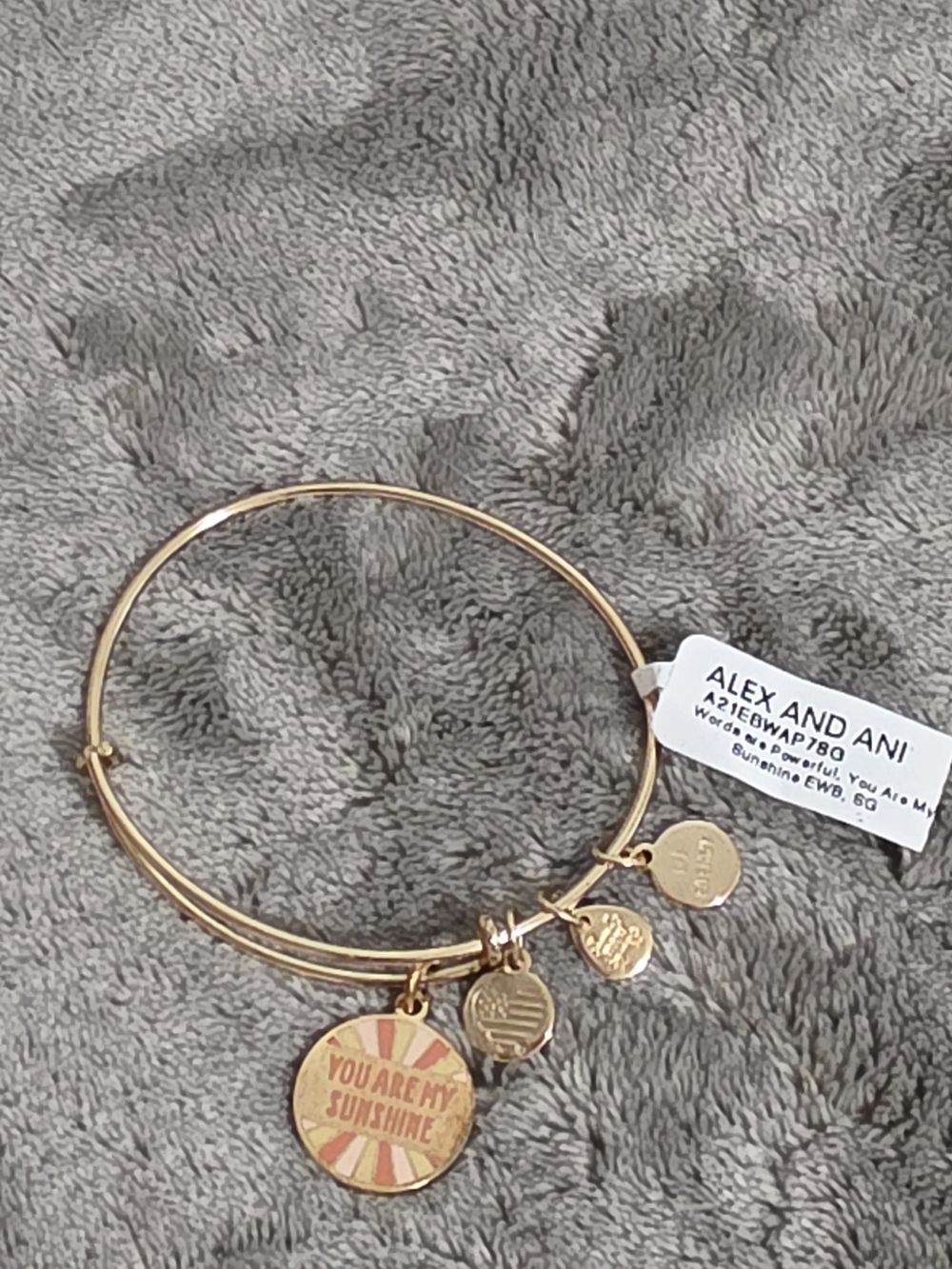 Alex and Ani Gold Tone 'You Are My Sunshine' Charm Bangle